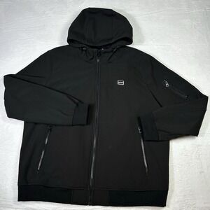 Levis Jacket Mens 2XL‎ Black Hoodie Fleece Lined Soft Shell Logo Rain Resistant
